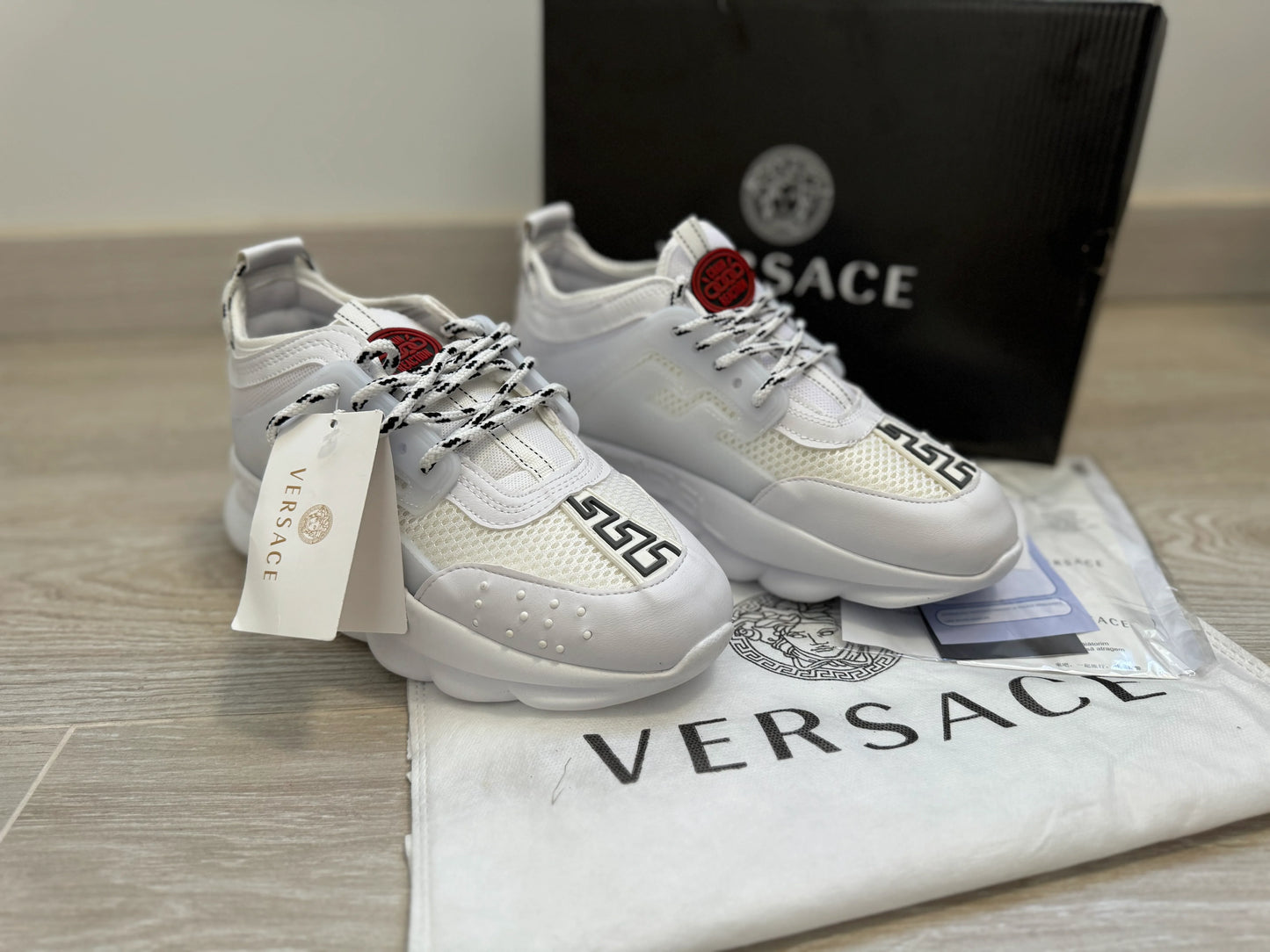 Versace Chain Reaction "Triple White" sneakers