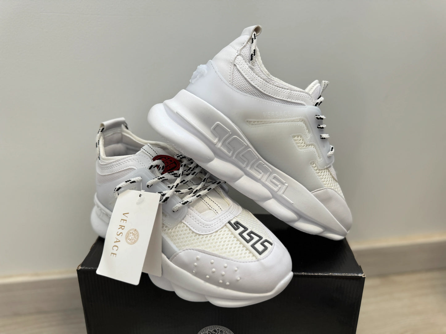 Versace Chain Reaction "Triple White" sneakers