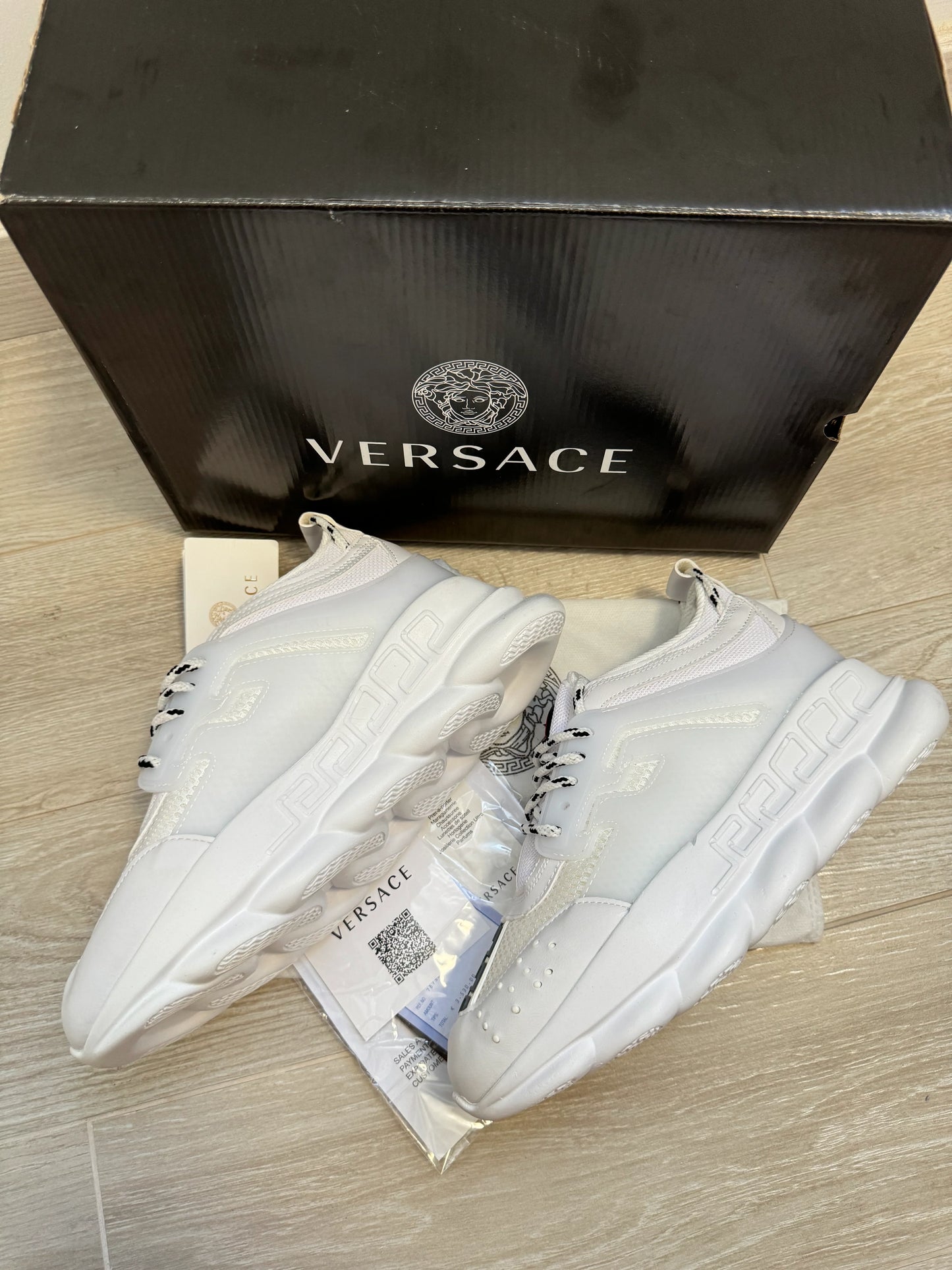 Versace Chain Reaction "Triple White" sneakers