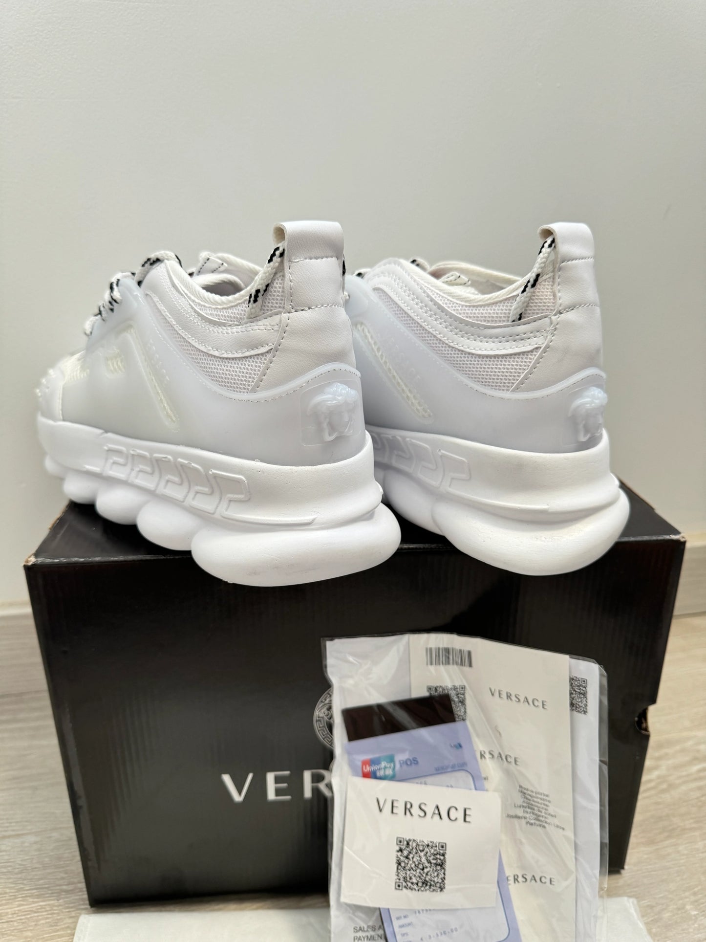 Versace Chain Reaction "Triple White" sneakers
