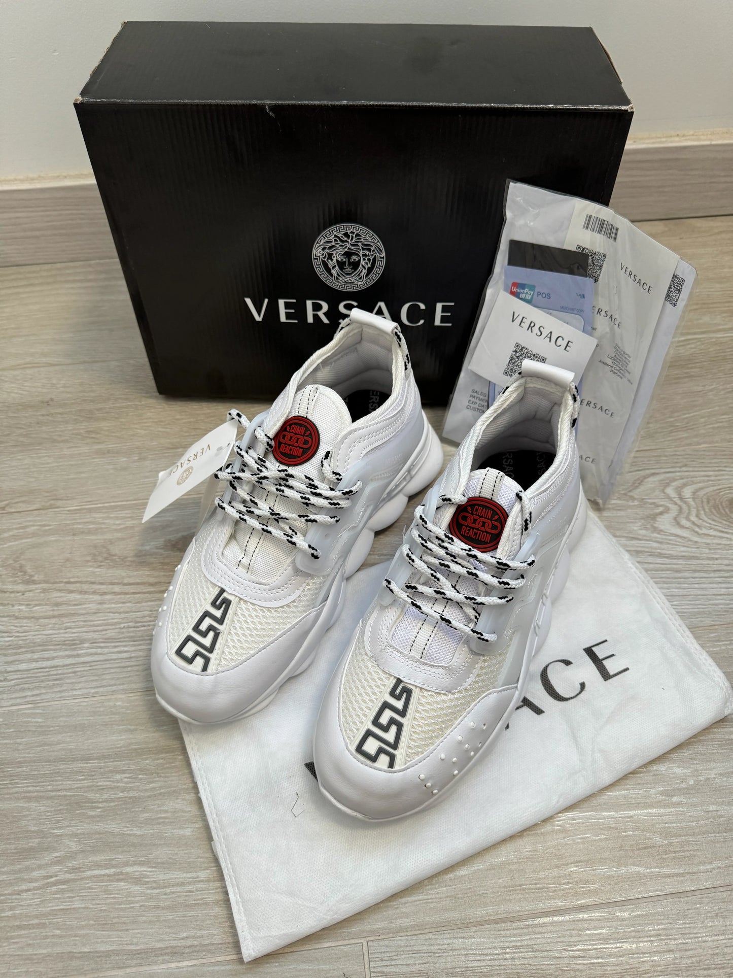 Versace Chain Reaction "Triple White" sneakers