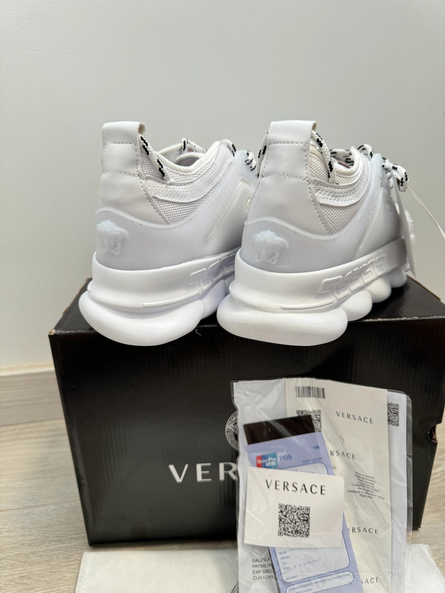 Versace Chain Reaction "Triple White" sneakers