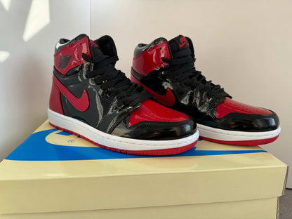 Adidasi Jordan 1 Bred Patent